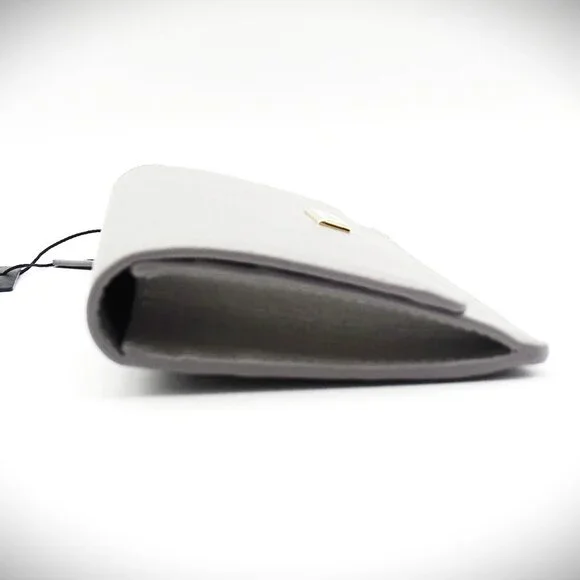 FURLA Grey Saffiano Leather Gold Plated Logo Bifold Wallet - Picture 4 of 8